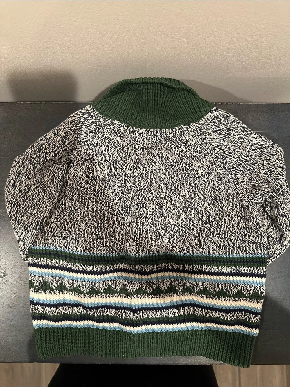 Hanna Andersson Green Ribbed Trim Knit Cardigan